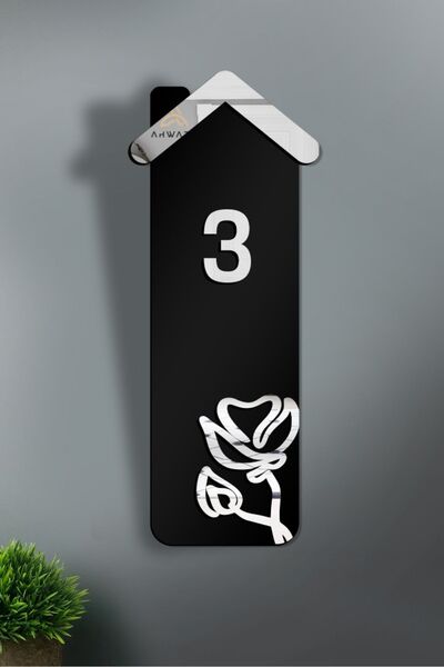 AHWART Ușă decorativă din lemn și plexiglas cu motiv floral - Nr.:3