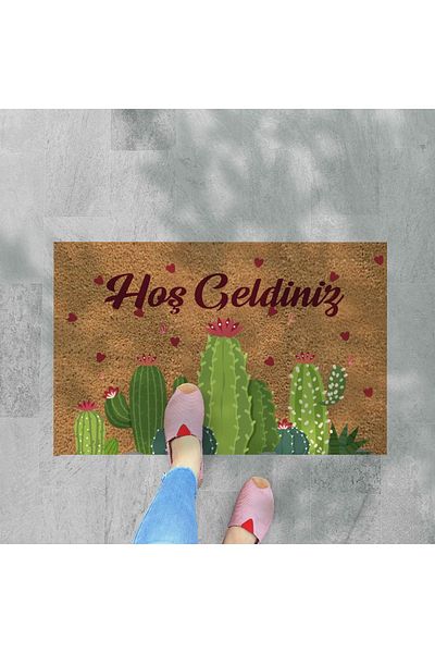 M&H Quality Coco Look Cactuses Themed Decorative Mat - Door Front and Interior