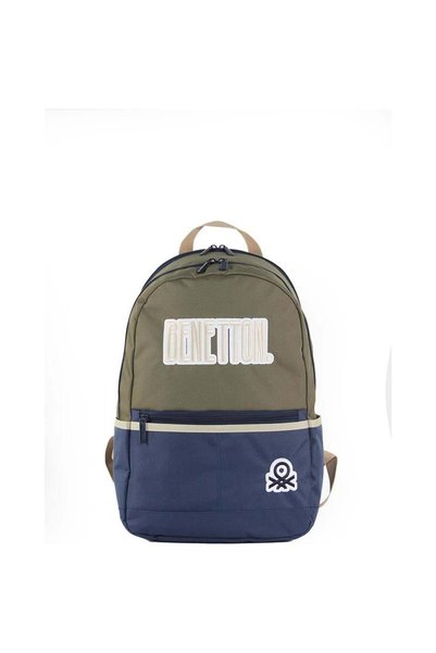 United Colors of Benetton Beneton School Bag 03859 - Khaki-Navy Blue
