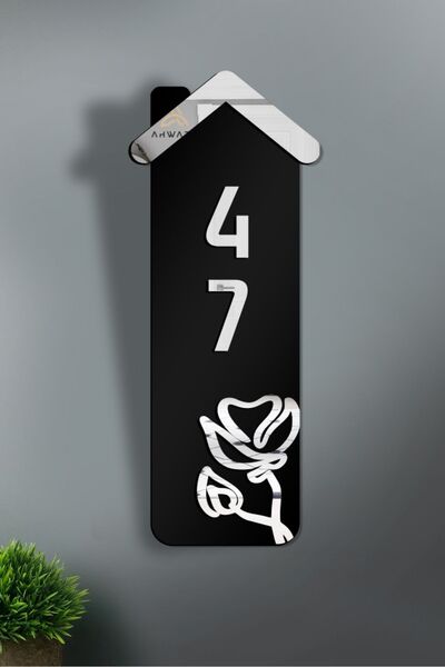 AHWART Ușă decorativă din lemn și plexiglas cu motiv floral - Nr.:47
