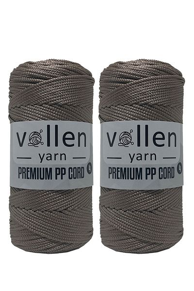 vollen yarn Premium Polyester Macrame Twine Σετ 2 τεμαχίων 2mm, μακραμέ Σχοινί, μακραμέ, σουπλά, σχοινί τσάντας, πέτρα Χρώμα, 400 Gr, 460mt
