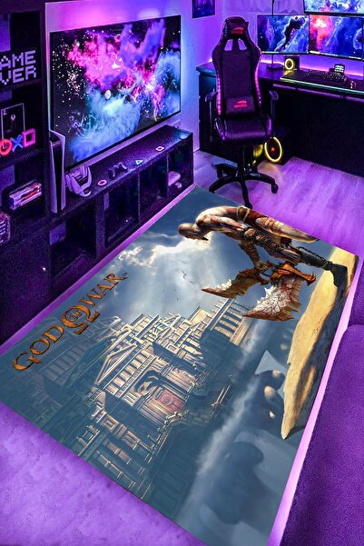 Genel Markalar Kaymaz Taban Makinede Yıkanabilir God Of War Desenli Gamer Oyu...