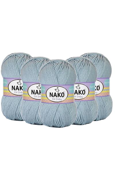NAKO 5 Pieces Nako Elit Baby Anti Pilling Hand Knitting Yarn - 12408 Gray