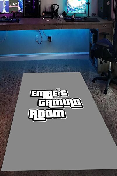 Alpacarpet Kişiye Özel İsimli Yazılı Gaming Room Dijital Baskı Oyuncu Playsta...