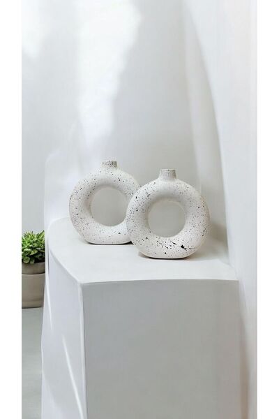 Porselian Handmade Simple Decorative Modern 2-Piece Ring Bohemian Vase