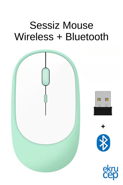 Ekru Cep Kablosuz Mouse Wireless ve 2.4g Bluetooth Sessiz Mouse Uzun Şarj Süresine Sahip ve DPI Ayarlı