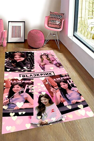 Alpacarpet Kaymaz Taban Makinede Yıkanabilir BlackPink Army Kpop Desenli Genç...