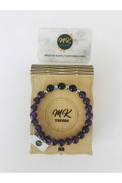 MK tasarım Onyx Stone Amethyst Bracelet - Real Stone, Mkt41002