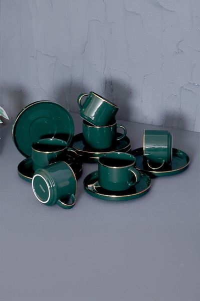 AROW Pink and More Tr-3076 - 12 Pieces 6 Person Porcelain Nescafe Cup Set