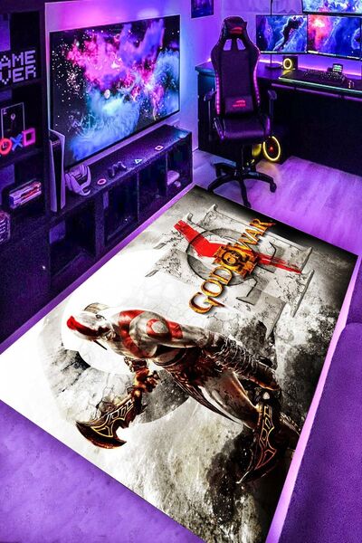 Genel Markalar Kaymaz Taban Makinede Yıkanabilir God Of War Desenli Gamer Oyu...