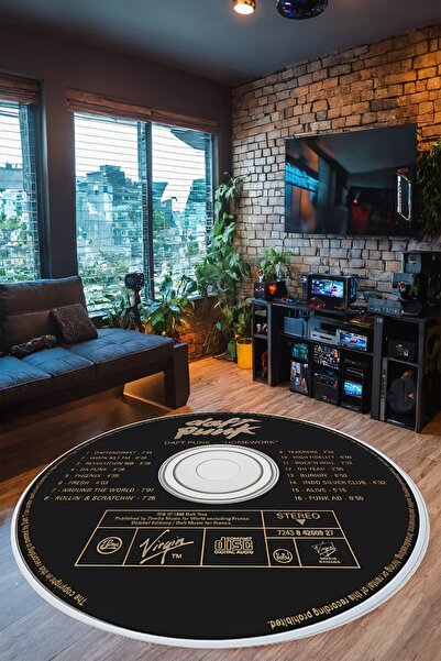 Alpacarpet Kaymaz Taban Makinede Yıkanabilir CD Desenli Oyuncu Playstation Xbox Gamer Genç Odası Halısı