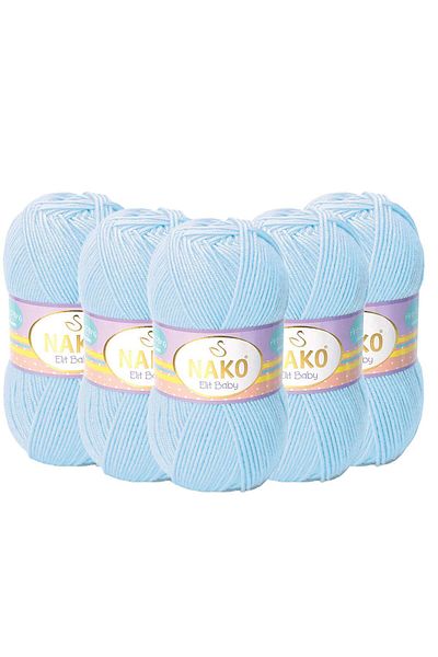 NAKO 5 Pieces Nako Elit Baby Anti Pilling Hand Knitting Yarn - 4687 Blue