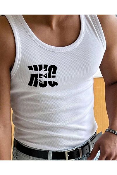 OBAM قميص داخلي رجالي باللون الأبيض Slimfit Camisole Tank Top (hug)