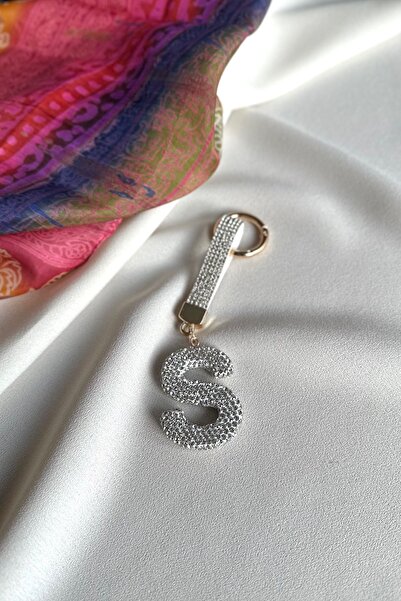 yucelique 18K Gold Kaplama Trend Zirkon Taşlı Harf Detaylı Premium Anahtarlık / Çanta Süsü ( 5+5 CM)