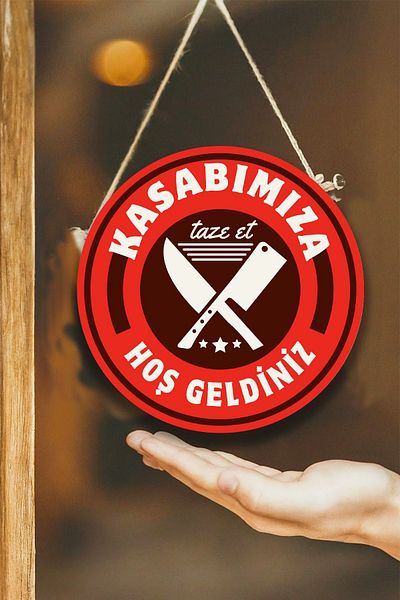 Nod Butcher Shop - Glass Door Board and Welcome Sign, Hanging Shop Ornament Painting Decor