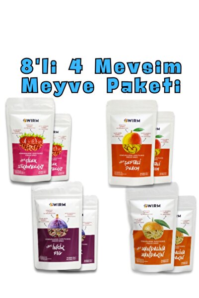 WIRM 8’li Paket Freeze Dried 4 Mevsim Meyve Paketi | Kurutulmuş Meyve | Çilek...