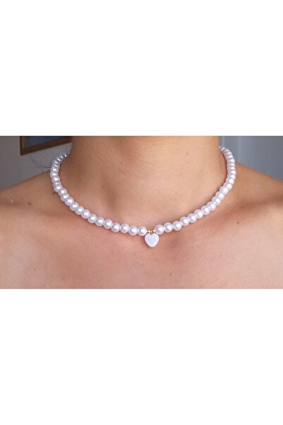 BNG AKSESUAR Cam İnci El yapımı Doğaltaş Kadın Choker Kolye