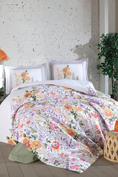 DENİZLİ ÇEYİZ Galya Green - Clasy 4 Seasons Quilted Duvet Cover Set, Double