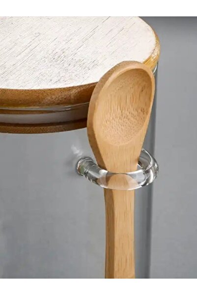 Qerhome طقم توابل زجاجي بغطاء من الخيزران مكون من قطعتين - 250 مل و 450 مل