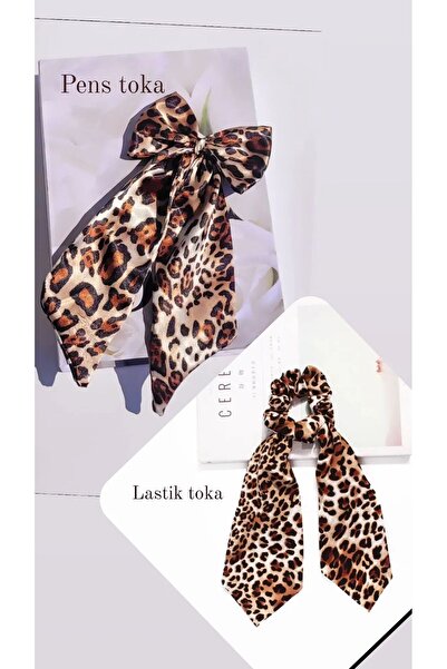 LO ADORO 2 штуки застібки з леопардовим візерунком - для гумки та шпильки