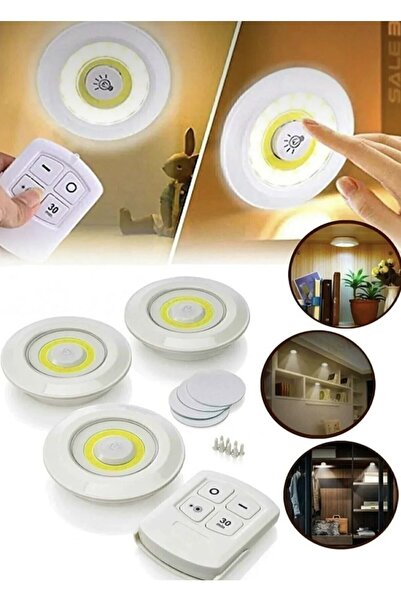 EMİN ENSAR HOME Uzaktan Kumandalı 3 Lü Spot Led Lamba Kablosuz Pilli Isıldak ...