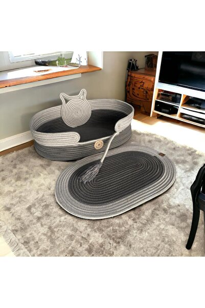 my doğa store dekoratif modern kaliteli hasır kedi köpek yatağı