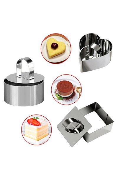 Nar kalıp 3-Piece Narkalıp Stainless Parfait Cake Set - Diameter 8cm