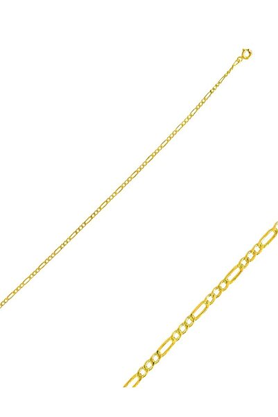 Ricco Jewellery 14 K Altın Kaplama 925 Ayar Gümüş Figaro Zincir Halhal
