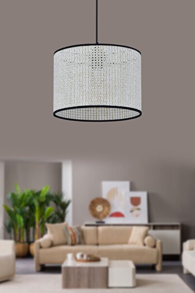 retro home design Modern Beyaz Rattan Salon Mutfak Oturma Odası Avize Doğal Hazeran Tekli Avize Hasır 25 Cm