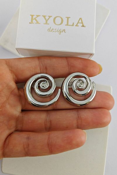 KYOLA DESİGN Spiral Round Silver Earrings