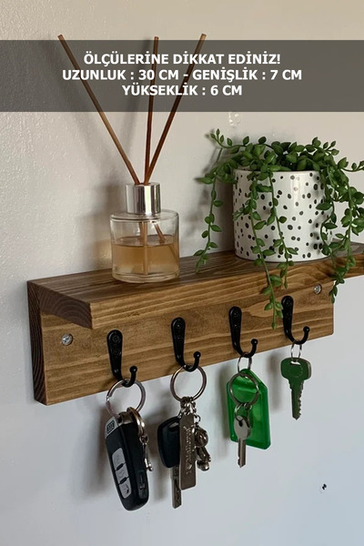 Moola Anahtar Askısı, Ahşap Askılık, Kupa Askılığı, Anahtarlıklı Duvar Rafı