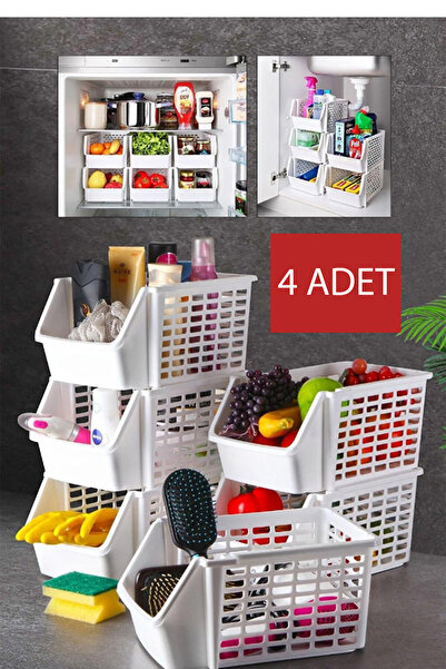 Alacarte 4 Adet Sebze , Meyve , Oyuncak Sepeti, Banyo Organizeri Beyaz Set