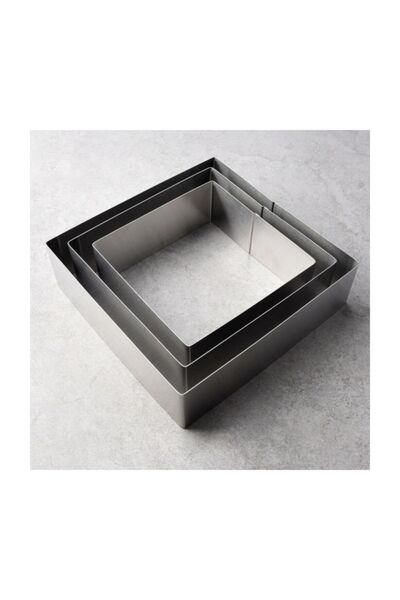 Nar kalıp طقم كعكة مربعة الشكل مكون من 3 قطع - عمق 8 سم