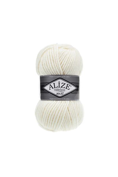 Alize 5 Pieces Superlana Maxi 062 Thick Hand Knitting Yarn Maxi Vest Cardigan Yarn Scarf Beanie Sweater Yarn 62 Cream Maxi