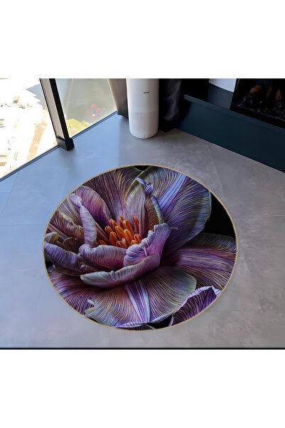 Rugs Modern Halı سجادة ميرا مستديرة منسوجة على شكل زهرة أرجوانية للديكور الحد...