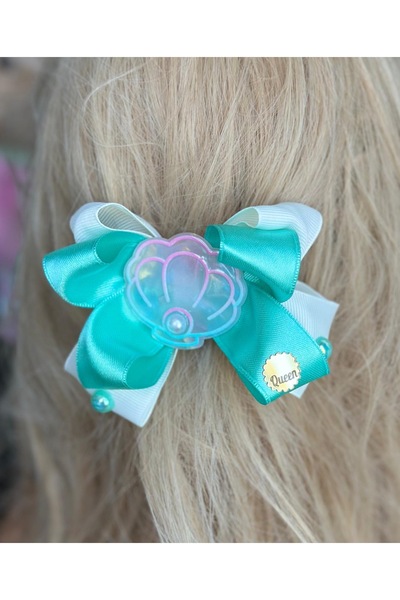 Queen Nelly Luksuzna 3D školjka - velika, slojevita, sa mašnom, akva zelena, ...