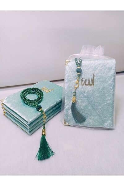 hira tasarım Hediyelik 5 Adet Kadife Kaplı Yasin Mevlüt Kitabı Inci Tesbih Tü...