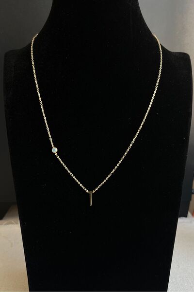 MODA Caprea Çelik T Harfi Nazarlı Harf Kolye Kolye Altın Renkli Kararmaz Kadı...