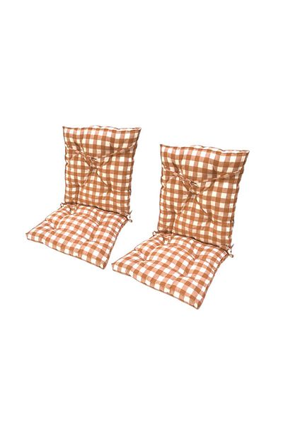 GÜLLÜCE HOME 2-Piece * Gingham * Backrest * Washable * Chair Cushion