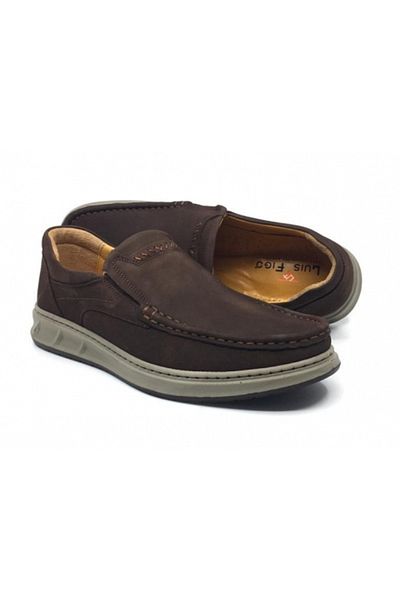 Luis Figo Men's Orthopedic Loafers - 100% Genuine Nubuck Leather, Comfortable Casual Shoes, 40-48
