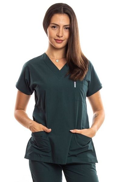 Simirna Üniforma Surgical Doctor Nurse Scrubs Hunter Green Jersey Single Top