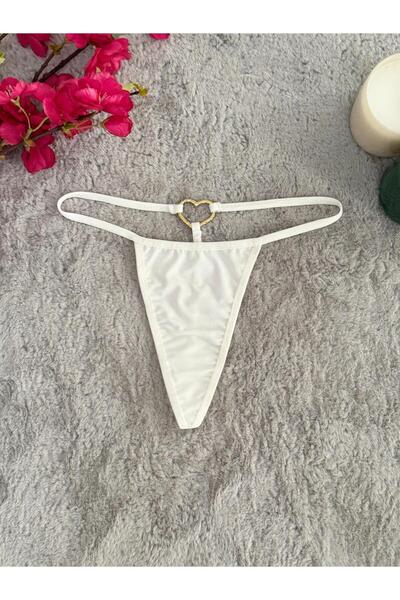 Oprah Kadın Taşlı Kalp Aksesuarlı  Seksi String Fantezi Külot