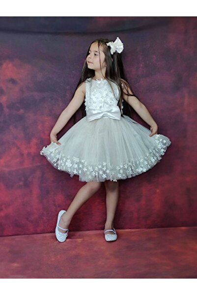 EFE KIDS Kız Çocuk Kısa Kol Papatya Detaylı Çocuk Abiyesi