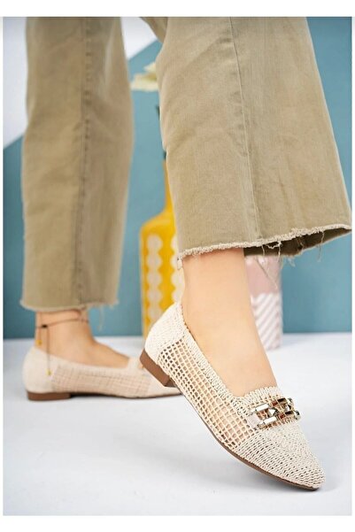 Bera Γυναικεία Πλεκτά Παπούτσια Μπαλαρίνας με Λεπτομερή Αλυσίδα