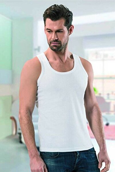 Anıt 1176 قميص داخلي رجالي أبيض رفيع - حمالة، قطعة واحدة