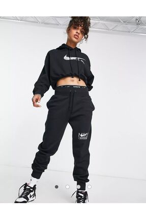 Nike Sportswear Swoosh High Waist Fleece Siyah Kad n E ofman Alt Fiyat Yorumlar Trendyol