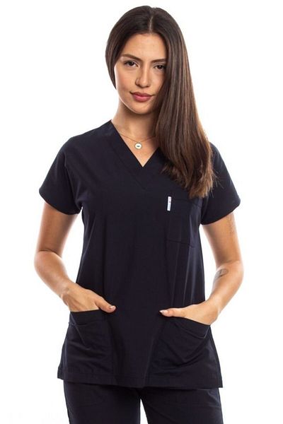 Simirna Üniforma Surgical Doctor Nurse Scrubs Navy Blue Jersey Single Top