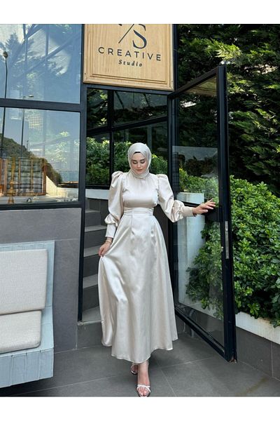 By Atelier Βραδινό φόρεμα Alice Beige Hijab