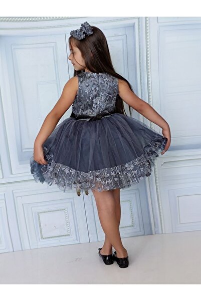 EFE KIDS Short Sleeve and Daisy Detailed Girl's Evening Dress