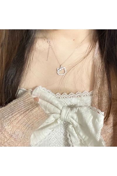 Hello Kitty Μίνιμαλ κολιέ Cat Zircon Stone